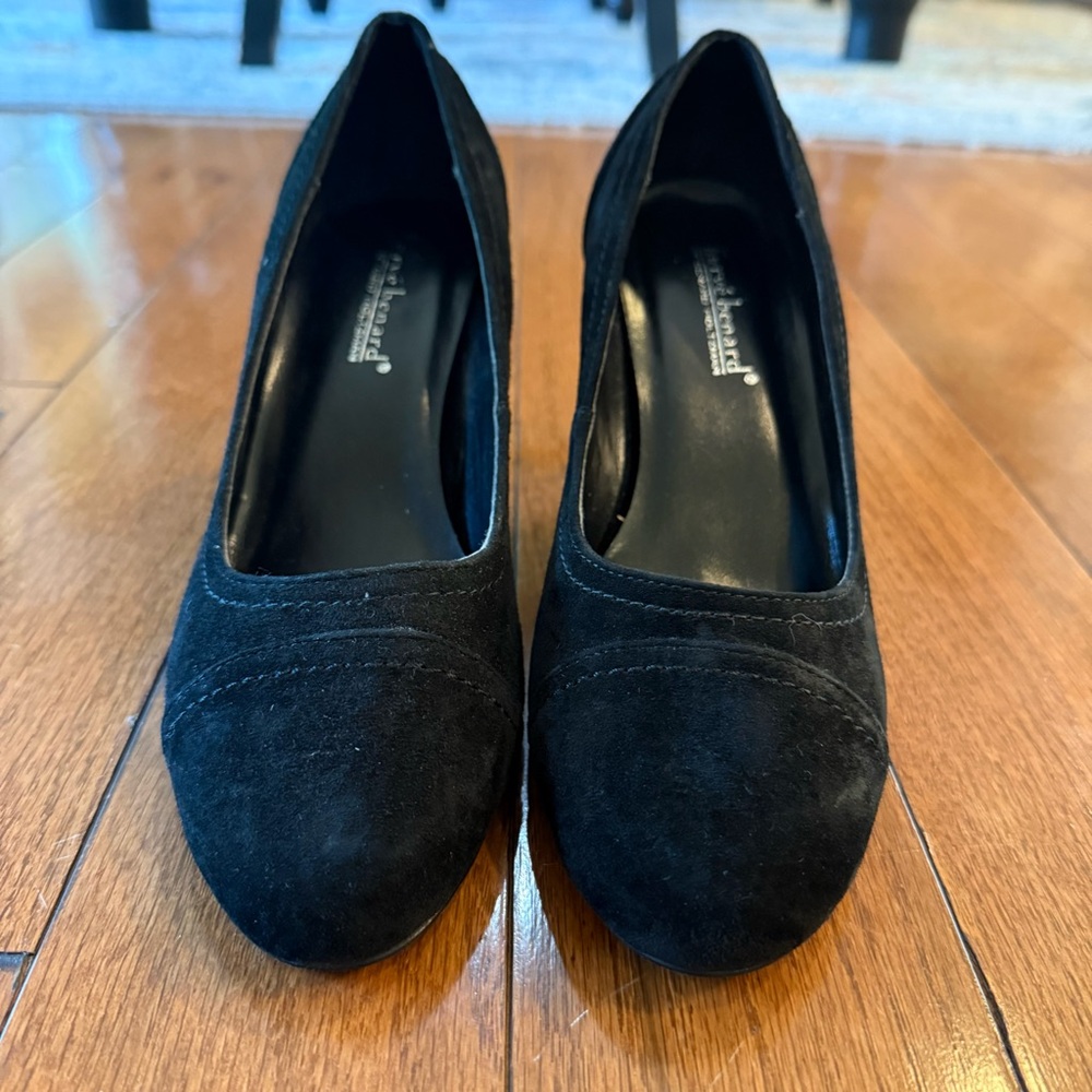 Black Suede Pumps‎ Harve Bernard Classic Design Size 6.5
